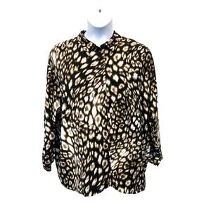Vero Moda Top Womens 16 Plus Animal Print Button-Up Woven Relaxed Fit NEW!